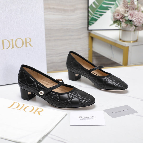 Ballerina CD 40mm in pelle di vitello trapuntata nera 995268