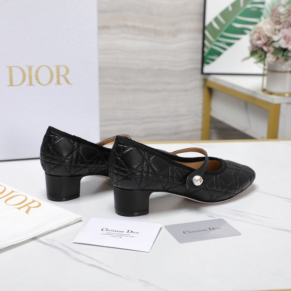 Ballerina CD 40mm in pelle di vitello trapuntata nera 995268