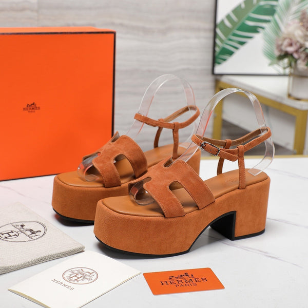 HM Jam 70 sandal In Brown Orange Suede 120311