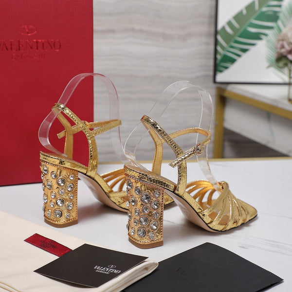 VT 2025 Diamond Heel Sandals Gold Cowhide 289510