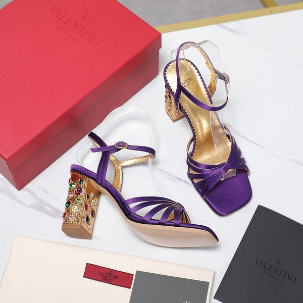 VT 2025 Diamond Heel Sandals Purple Cowhide 289512