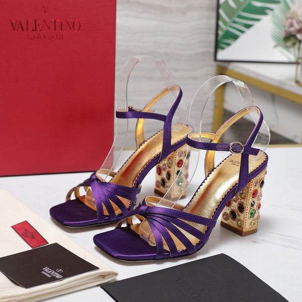 VT 2025 Diamond Heel Sandals Purple Cowhide 289512