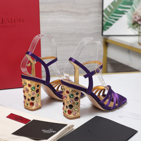 VT 2025 Diamond Heel Sandals Purple Cowhide 289512