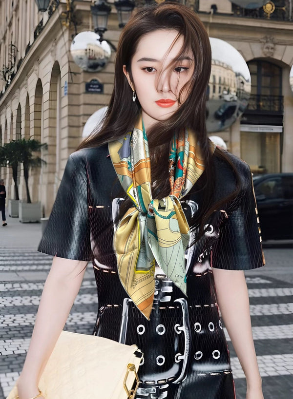 Mystere Au 24 Scarf 90 CM In Colorful Silk  293140