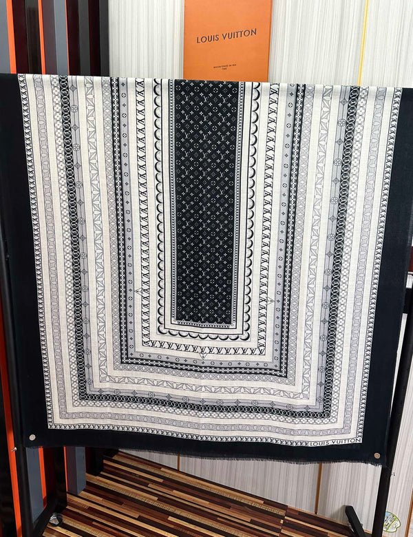 SCARF 200 CM IN BLACK MIX WHITE CASHMERE 394889