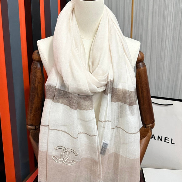 SCARF 200 CM IN TAN BEIGE SILK AND CASHMERE 400024