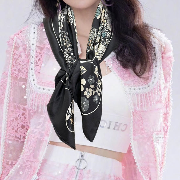 Planifleurs Scarf 90 CM Black Colorful Silk 404029