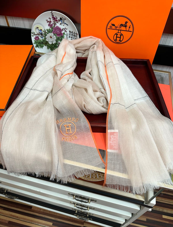 Scarf 90 Cm Beige Mix White Caro Cashmere