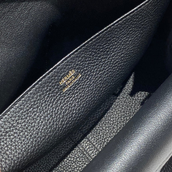 HALZAN 25 HANDLE BAG IN BLACK GRAINED CALFSKIN HARD HARDWARE