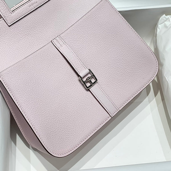 HALZAN 25 HANDLE BAG IN BABY PINK GRAINED CALFSKIN