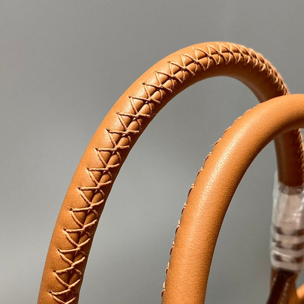 STEEPLE 28 BAG IN OFF-WHITE MIX LIGHT RED CANVAS AND BROWN SWIFT LEATHER