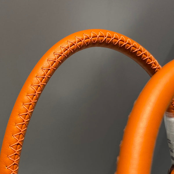 STEEPLE 28 BAG IN OFF-WHITE MIX LIGHT ORANGE CANVAS AND CALFSKIN