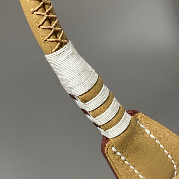 STEEPLE 28 BAG IN OFF-WHITE MIX BROWN CANVAS AND CALFSKIN