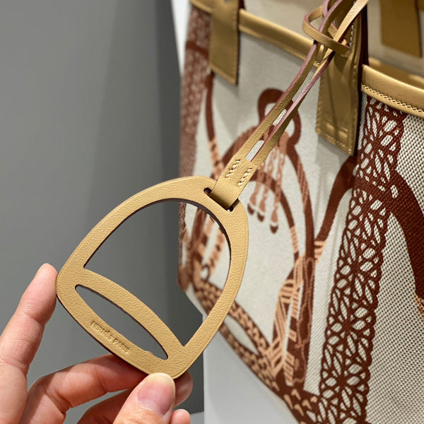 STEEPLE 28 BAG IN OFF-WHITE MIX BROWN CANVAS AND CALFSKIN