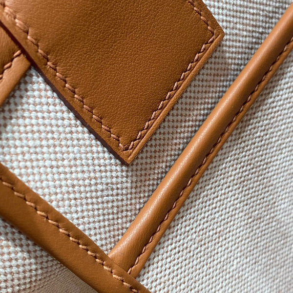 STEEPLE 28 BAG IN COLORFUL CANVAS AND BROWN SWIFT LEATHER