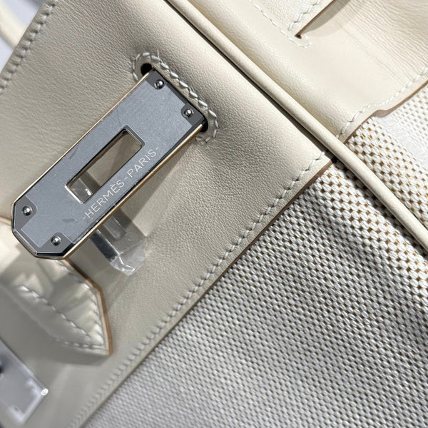 HM Birkin 30 Milkshake White Canvas with Swift Leather Silver Hardware 237310