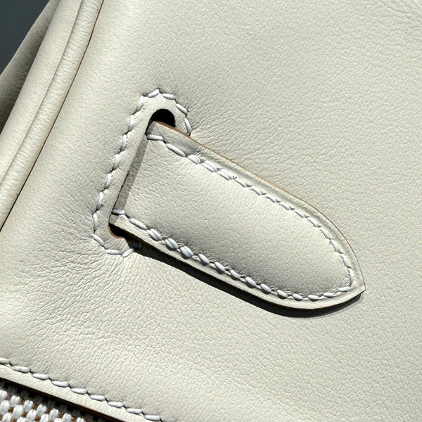 HM Birkin 30 Milkshake White Canvas with Swift Leather Silver Hardware 237310