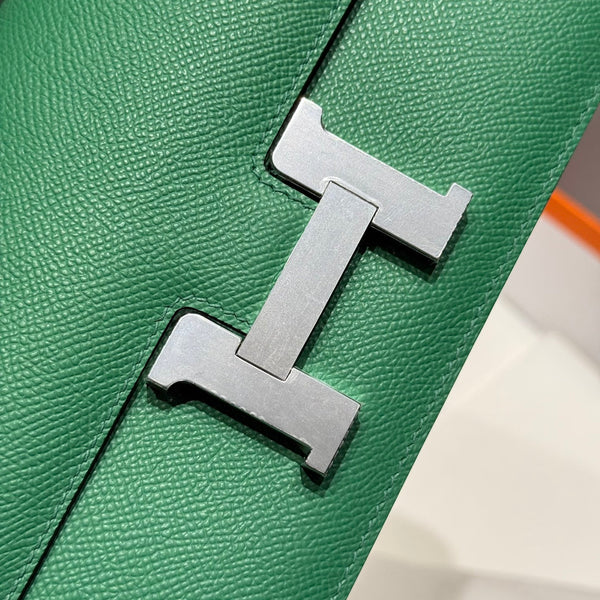 HM Constance Elan 24 Green Epsom Silver Hardware 237333