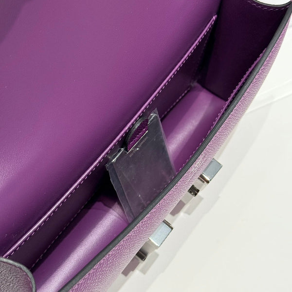HM Constance Elan 24cm Bag Purple Epsom Leather Silver Hardware