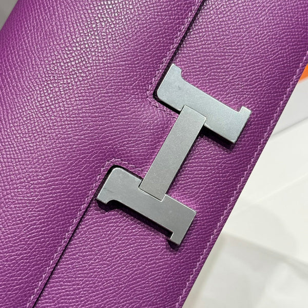 HM Constance Elan 24cm Bag Purple Epsom Leather Silver Hardware
