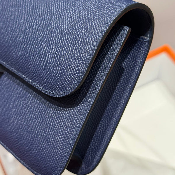 HM Constance Elan 24cm Bag Dark Blue Epsom Leather Silver Hardware