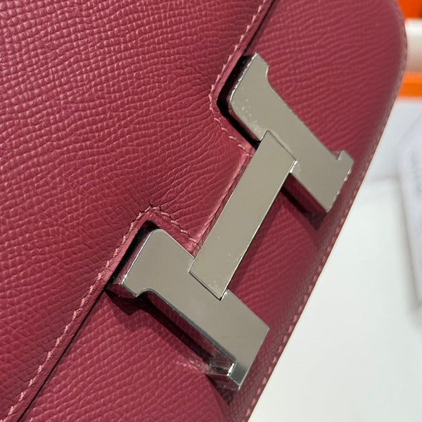 HM CONSTANCE 18 DARK RED EPSOM SILVER HARDWARE 243163