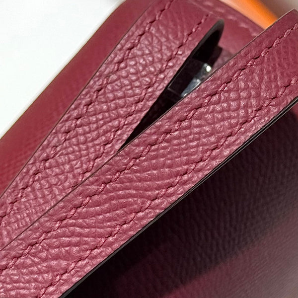 HM CONSTANCE 18 DARK RED EPSOM SILVER HARDWARE 243163