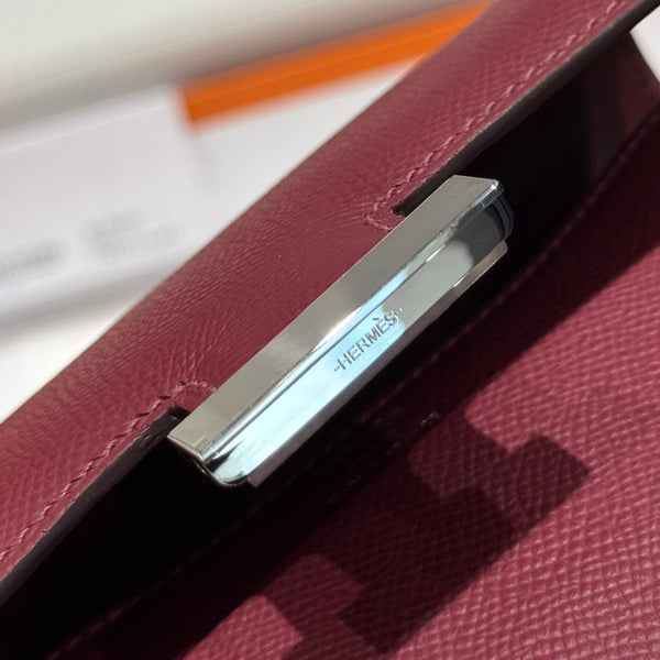 HM CONSTANCE 18 DARK RED EPSOM SILVER HARDWARE 243163