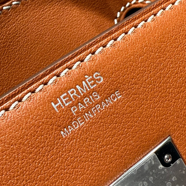 HM Birkin 35cm Gold Swift Leather Beige Canvas Silver Hardware