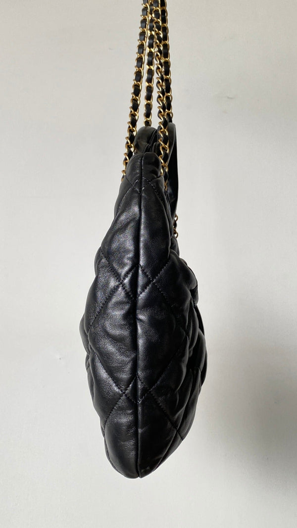 CC 25 AW Mini Bow Bag 38cm Black Shiny Lambskin