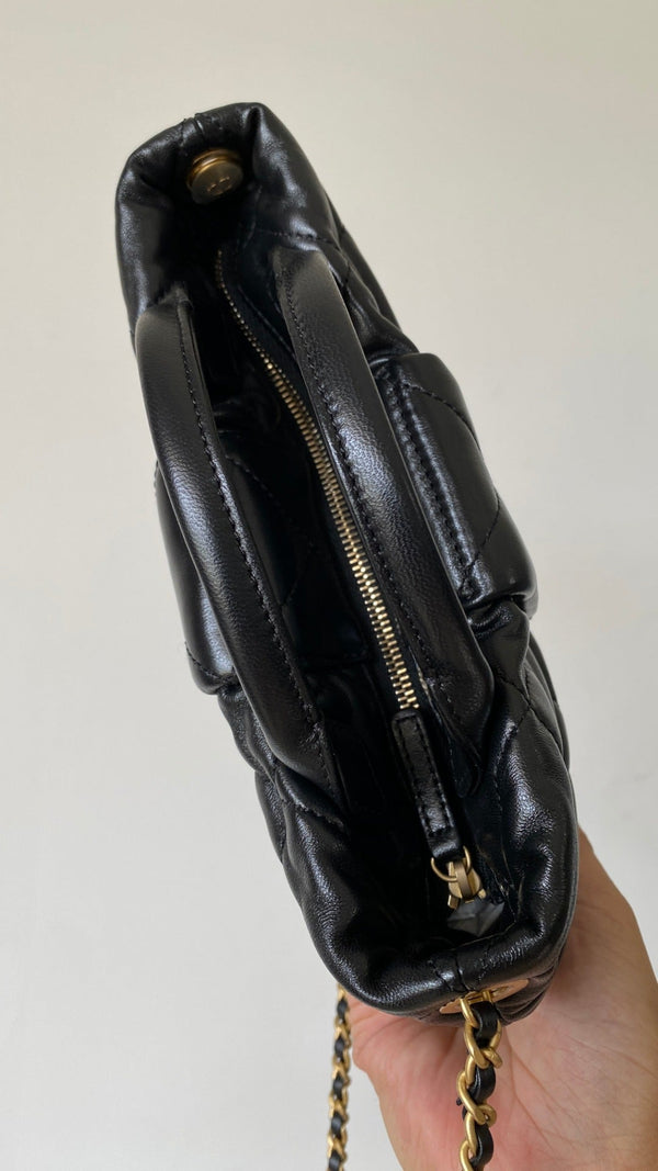 CC 25 AW Mini Bow Bag 26.5cm Black Shiny Lambskin