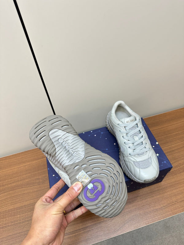 GG Ripple Leather Sneakers White Pearl