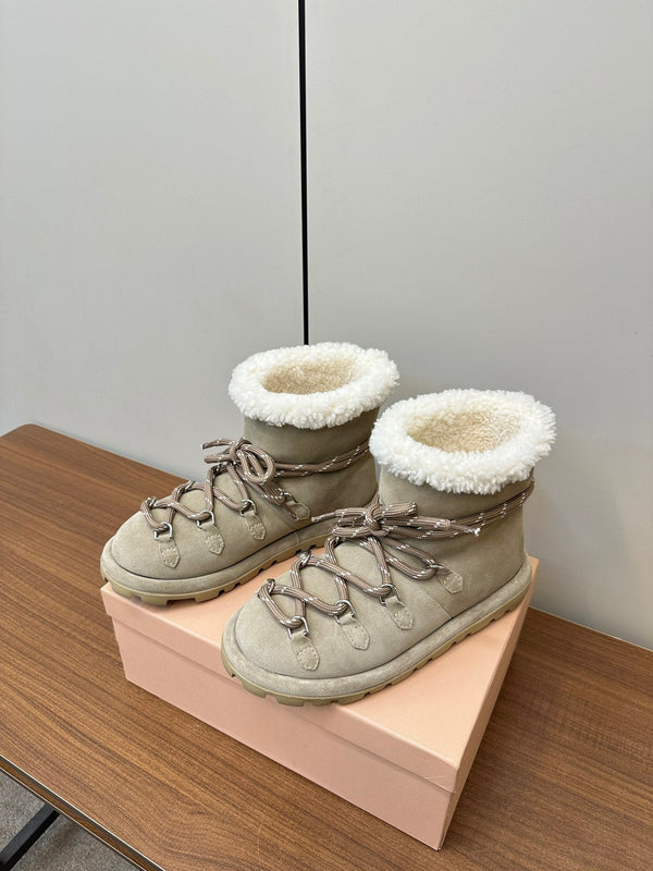 Miu Ankle Boots Khaki Suede