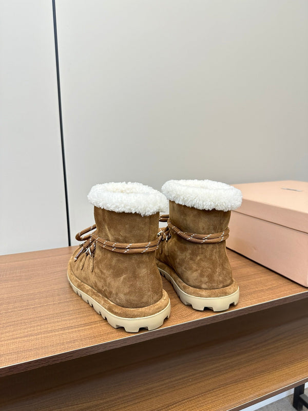 Miu Ankle Boots Brown Coffee Milk Suede