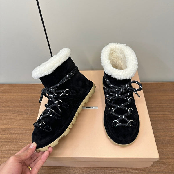 Miu Ankle Boots Black Suede