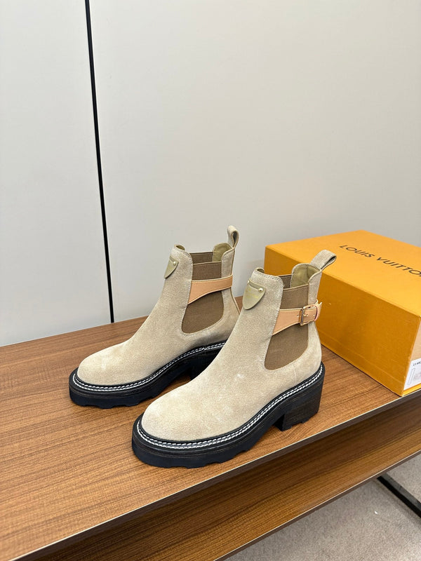Stivaletto LV Beaubourg in pelle scamosciata beige