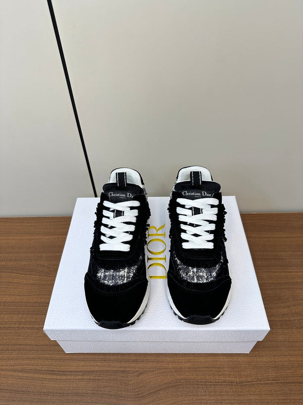 C'est Dior Sneaker In Black Suede And Tweed Fabric  989935