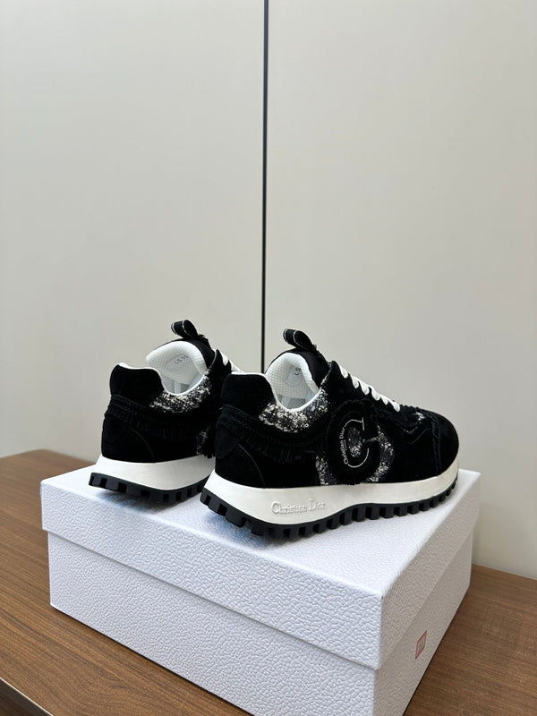 C'est Dior Sneaker In Black Suede And Tweed Fabric  989935