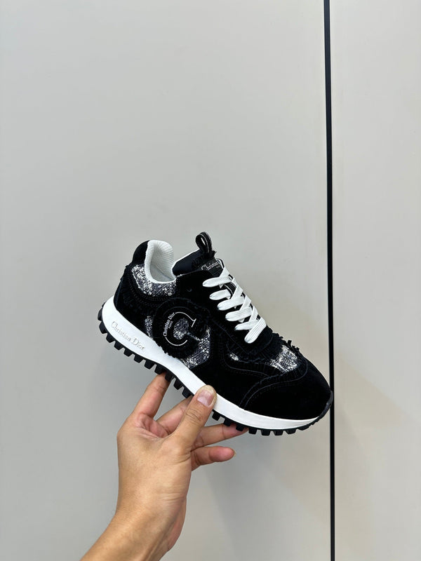 C'est Dior Sneaker In Black Suede And Tweed Fabric  989935
