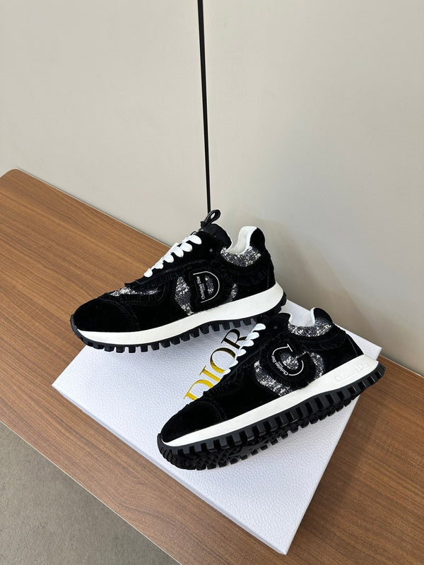 C'est Dior Sneaker In Black Suede And Tweed Fabric  989935