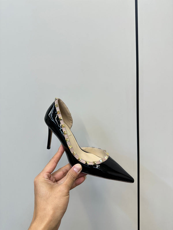 Valentino Black Rockstud D'Orsay Pumps 95mm Cowhide 989892