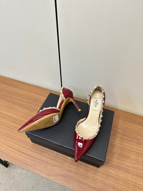 Valentino Red Rockstud D'Orsay Pumps 95mm Cowhide 989893
