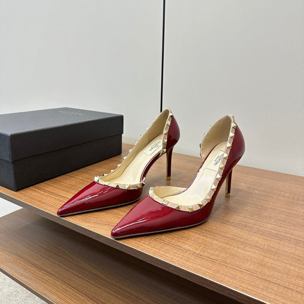 Valentino Red Rockstud D'Orsay Pumps 95mm Cowhide 989893