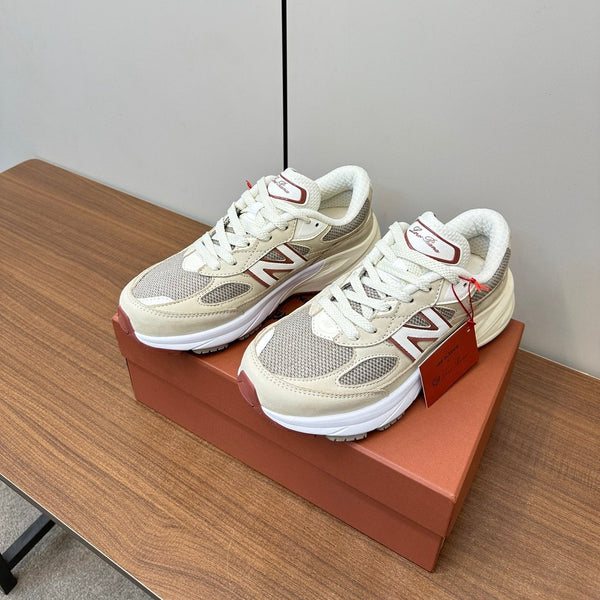 LP x NB 990v6 Sneaker 45mm In Ivory White Mix Grey Suede And Mesh Fabric 989828