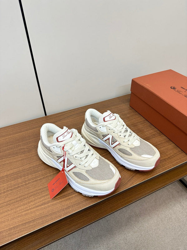 LP x NB 990v6 Sneaker 45mm In Ivory White Mix Grey Suede And Mesh Fabric 989828