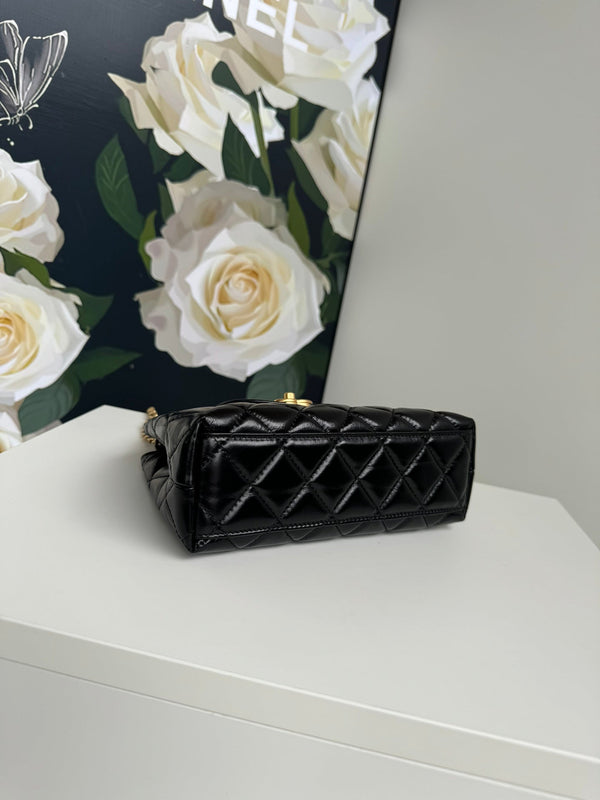 borsa shopper kelly nano cc 24a 19cm in pelle di agnello nera