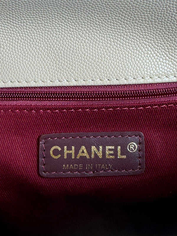 coco handle medium 29cm pink beige quilted caviar leather gold hardware