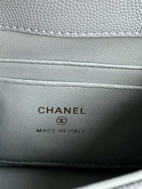 CC 24K Coco Handle Nano 14.5cm Cloud Blue Grained Calfskin Gold Hardware