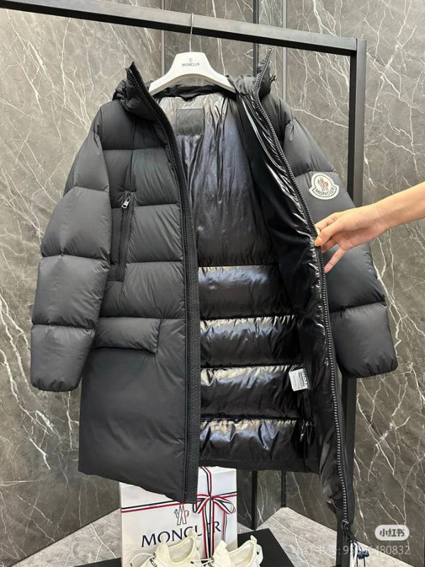 Moncler 25 Long Coat Black Polyester 291395