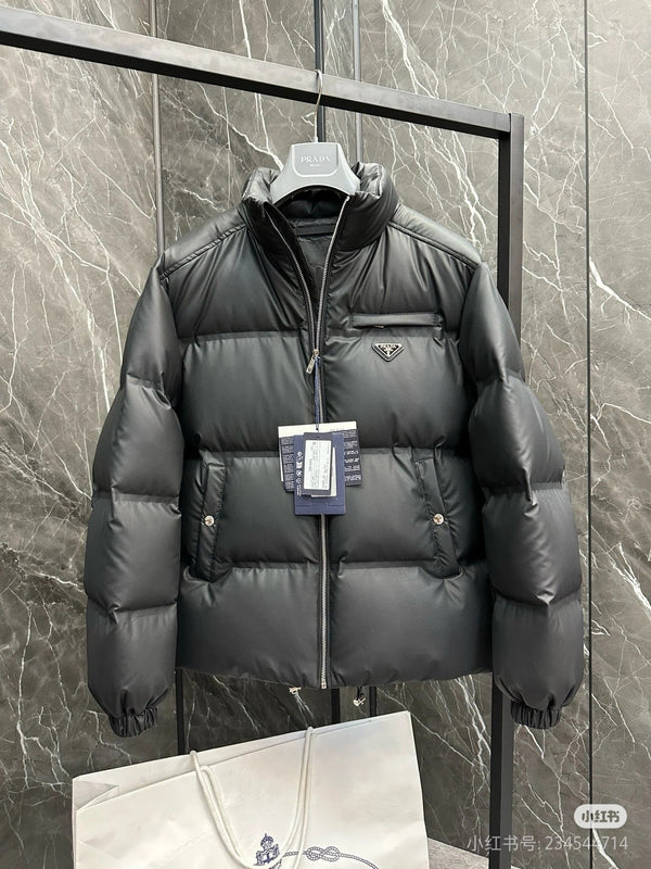 Prada 25 Down Jacket Black And Grey Polyester 291391
